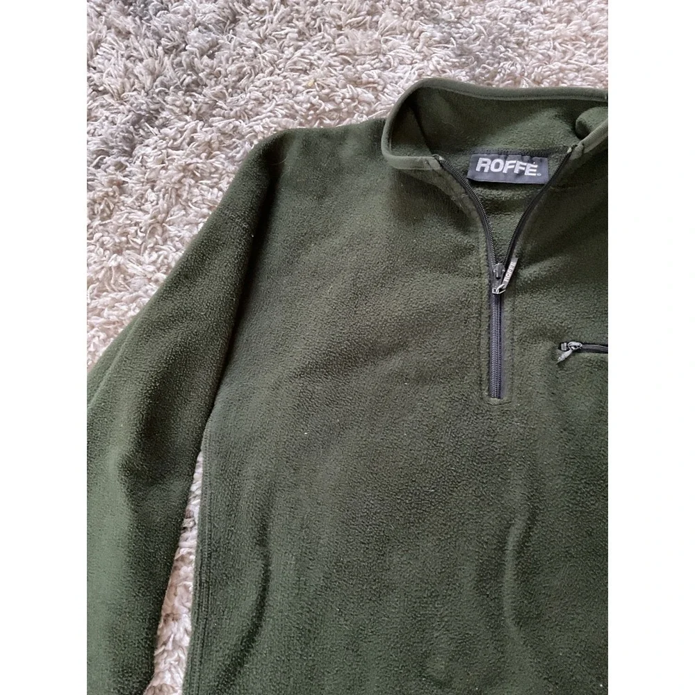 Roffe‎ Polartec Mens Quarter Zip Fleece Pullover Forest Green Jacket Large